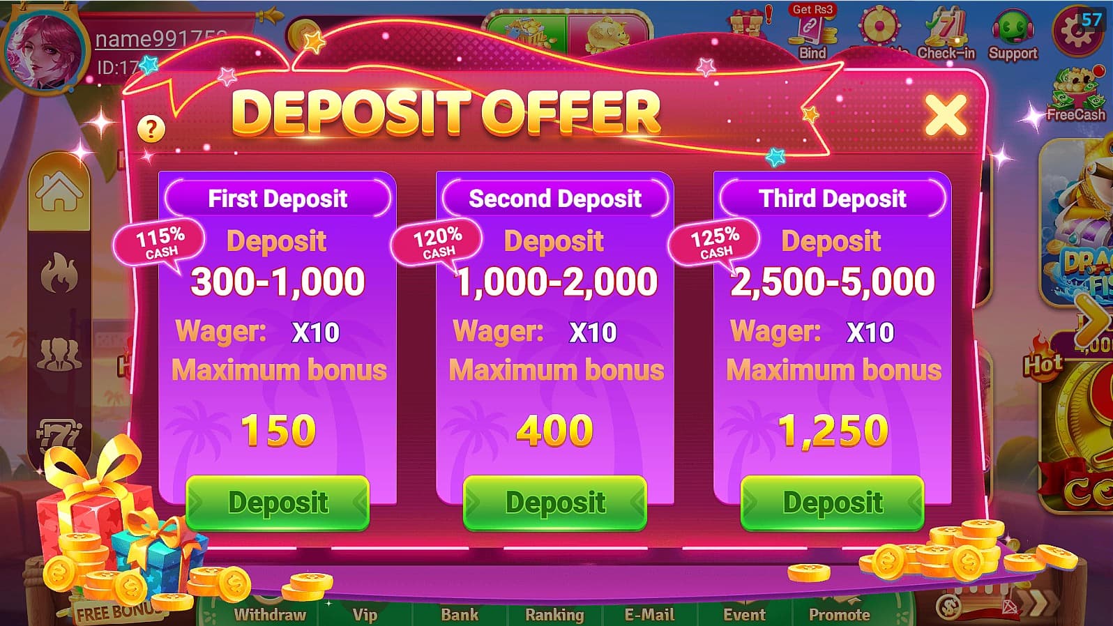 L83 Game deposit offer for new players