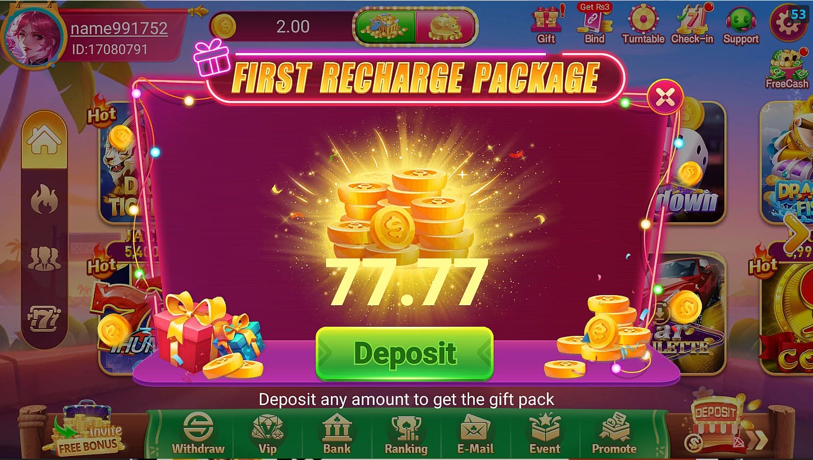 First Recharge Bonus