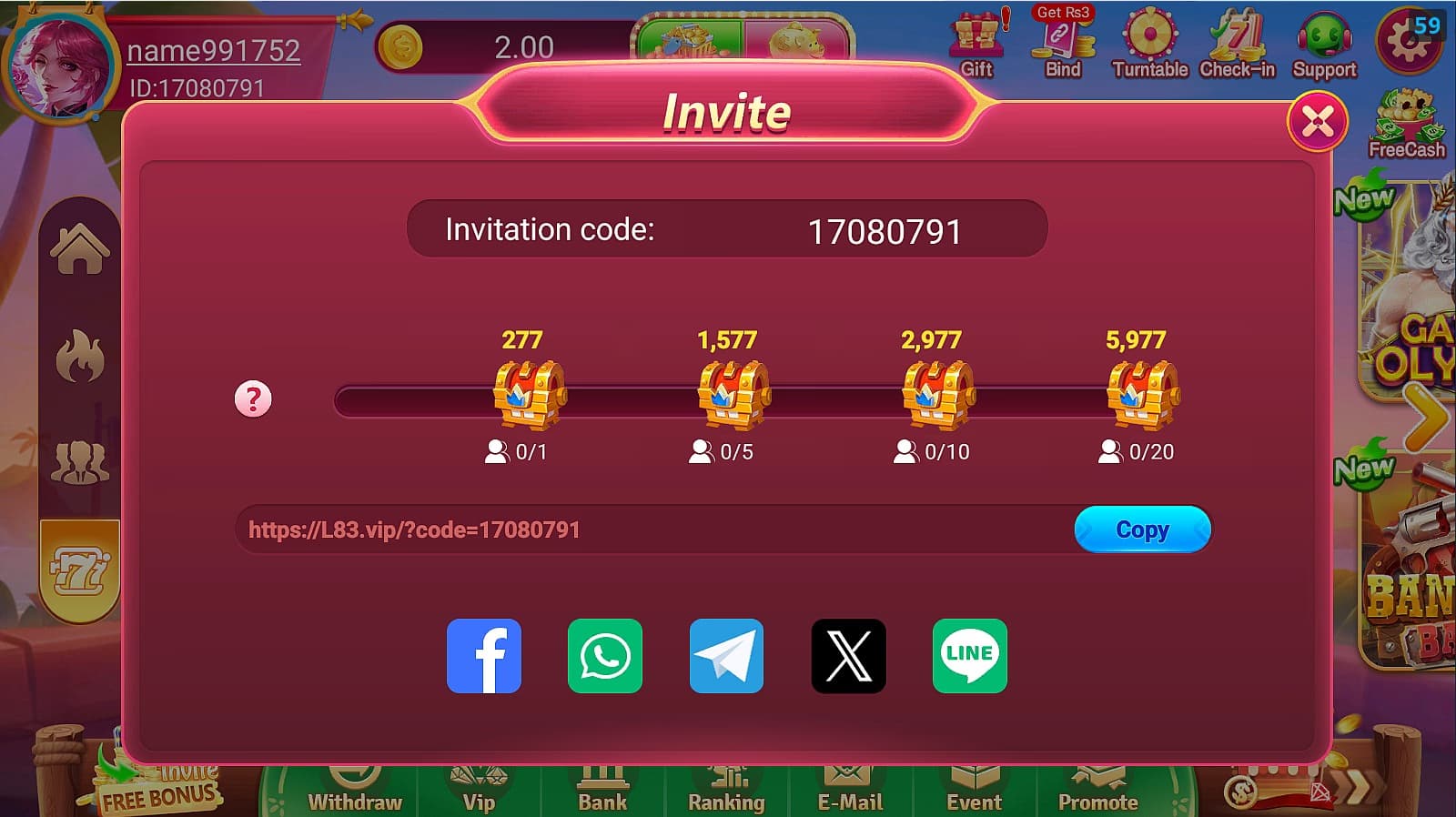 L83 Game app preview on mobile phone showing slots and casino games in Pakistan