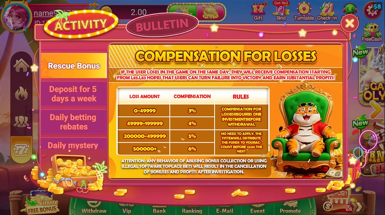 L83 Game rescue bonus offer for players